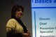 Laurel Grams, Integrated Primary Prevention office director, shares information about the IPP office and resources for prevention during a commander’s call at Minot Air Force Base, North Dakota, Oct. 17, 2023. The IPP office focuses on intervening to minimize mental health problems, sexual assault, domestic violence and other issues by addressing determinants of these problems before a specific incident is identified. (U.S. Air Force photo by Airman 1st Class Alyssa Bankston)