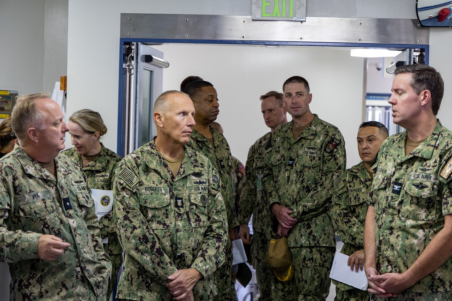 Acting Surgeon General Rear Admiral Darin K. Via and Force Master Chief Michael J. Roberts visit the United States Navy Hospital Yokosuka Operating Rooms