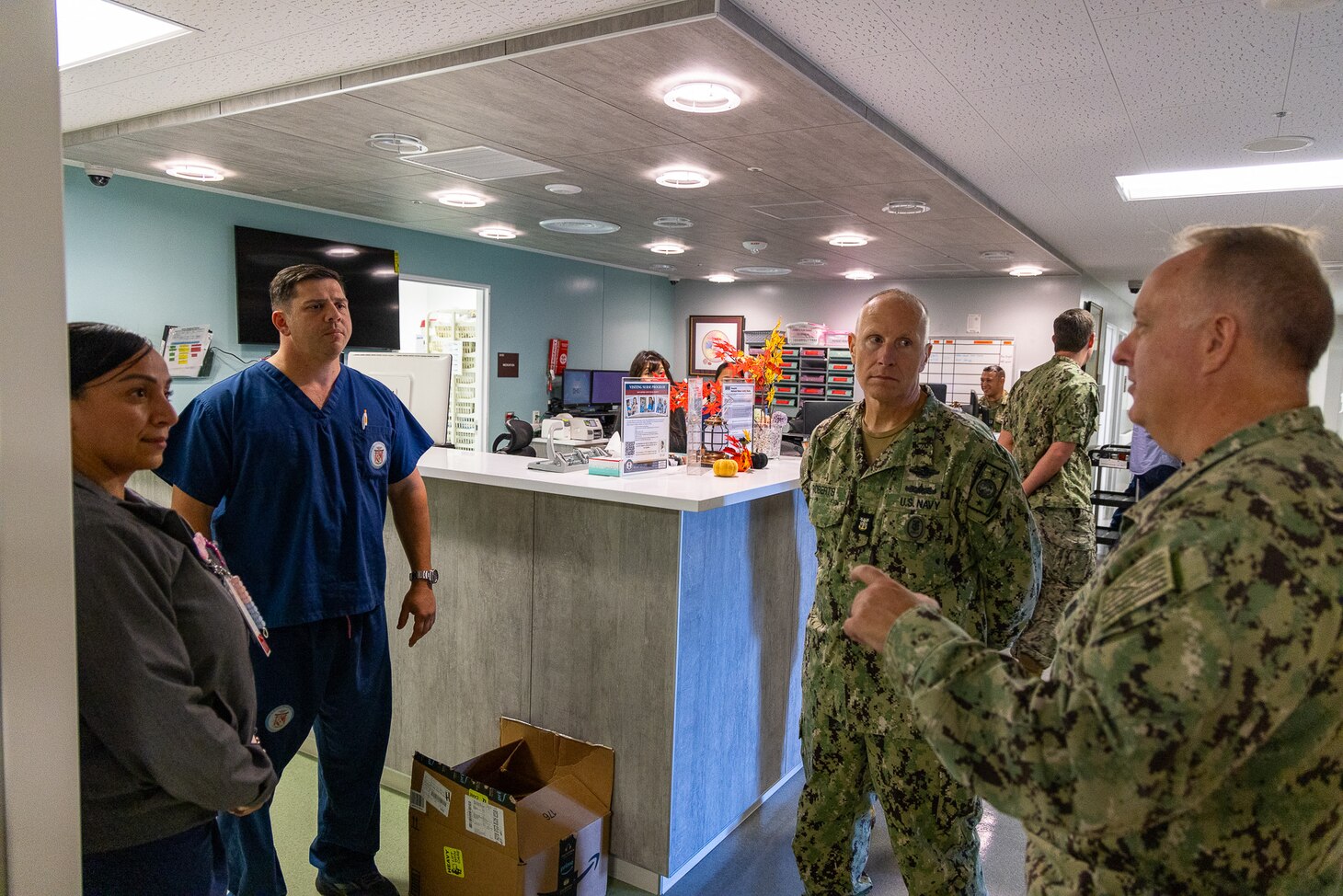Acting Surgeon General Rear Admiral Darin K. Via and Force Master Chief Micheal J. Roberts visit the United States Navy Hospital Yokosuka Maternal Infant Unit