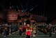 The Massed Pipes and Drums march off the esplanade during the finale of The Royal Edinburgh Military Tattoo held at Edinburgh Castle, Scotland, Aug. 23, 2023. U.S. Air Force Senior Master Sgt. Adam Tianello of The U.S. Air Force Band performed with the Tattoo’s Pipes and Drums alongside bagpipers from around the world. Military tattoos are a historic tradition symbolizing the camaraderie and mutual respect shared among each nations’ armed forces and showcasing the excellence of their service members. (U.S. Air Force photo by Kristen Wong)