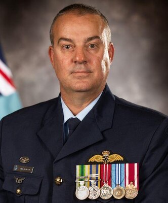 Official portrait of Air Commodore Chris Robson RAAF.