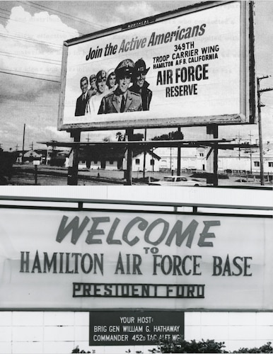 Archived photos from the 349th Air Mobility Wing. A look back of photos from the 349th AMW's past. Pictured here are signs from Hamilton Air Force Base, the previous home of the 349th AMW.