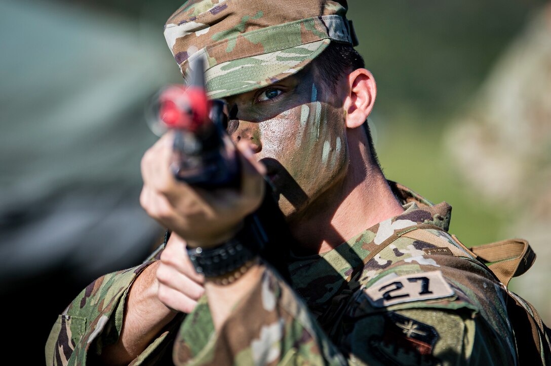 A U.S. Air Force Academy cadet participates in a Commandant's Challenge exercise