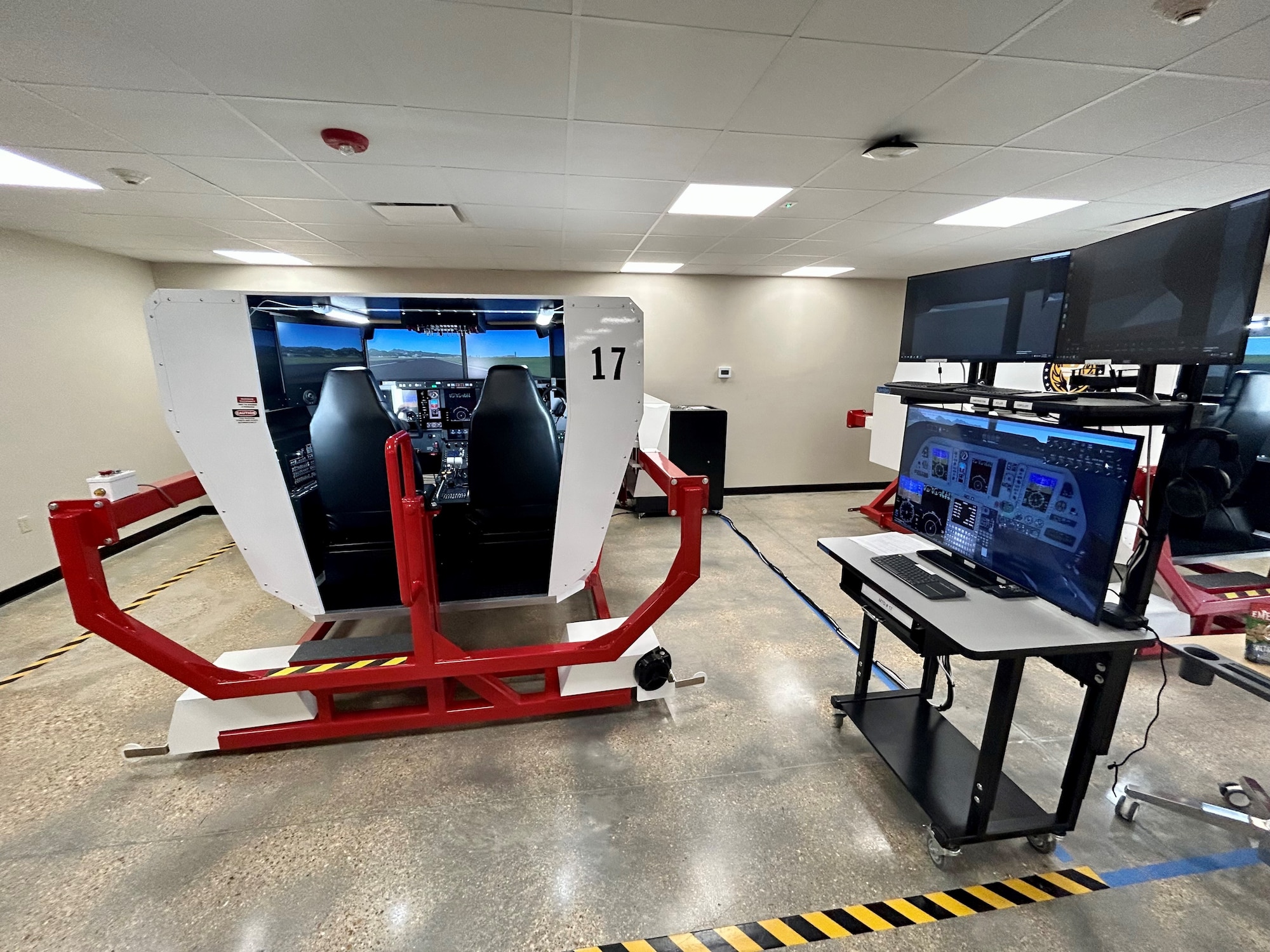 A Redbird simulator sits ready to be used by the 48th Flying Training Squadron October 5th, 2023 at Columbus Air Force Base.