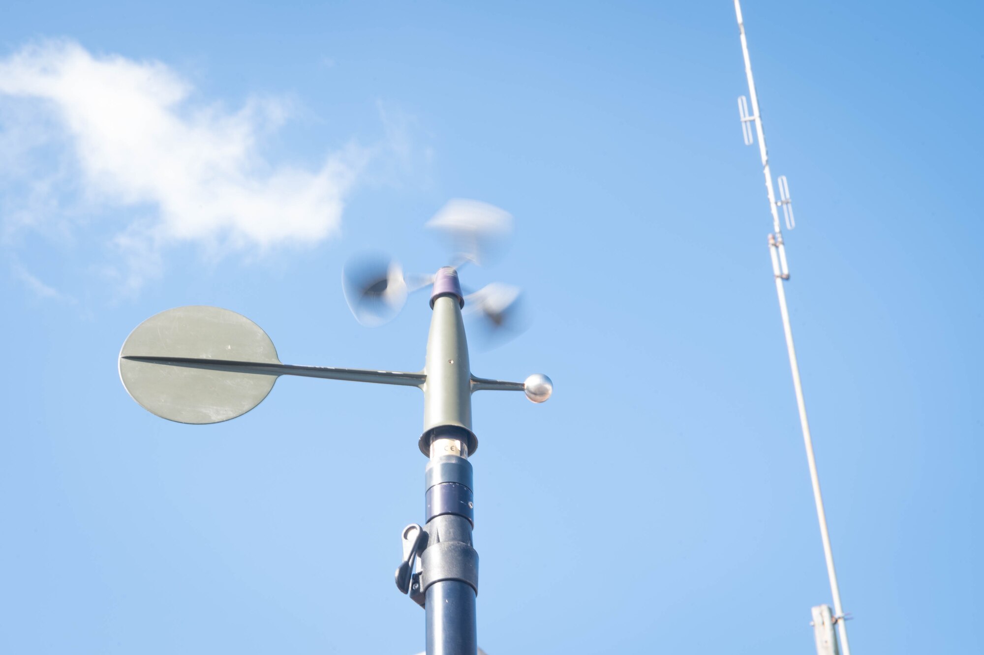 Anemometer spinning in the wind.