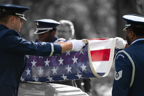 After being missing in action for over 70 years from the Korean War, U.S. Air Force Capt. Delbert D. Draskey was laid to rest with his family by his side, during a ceremony Oct. 17, 2023.