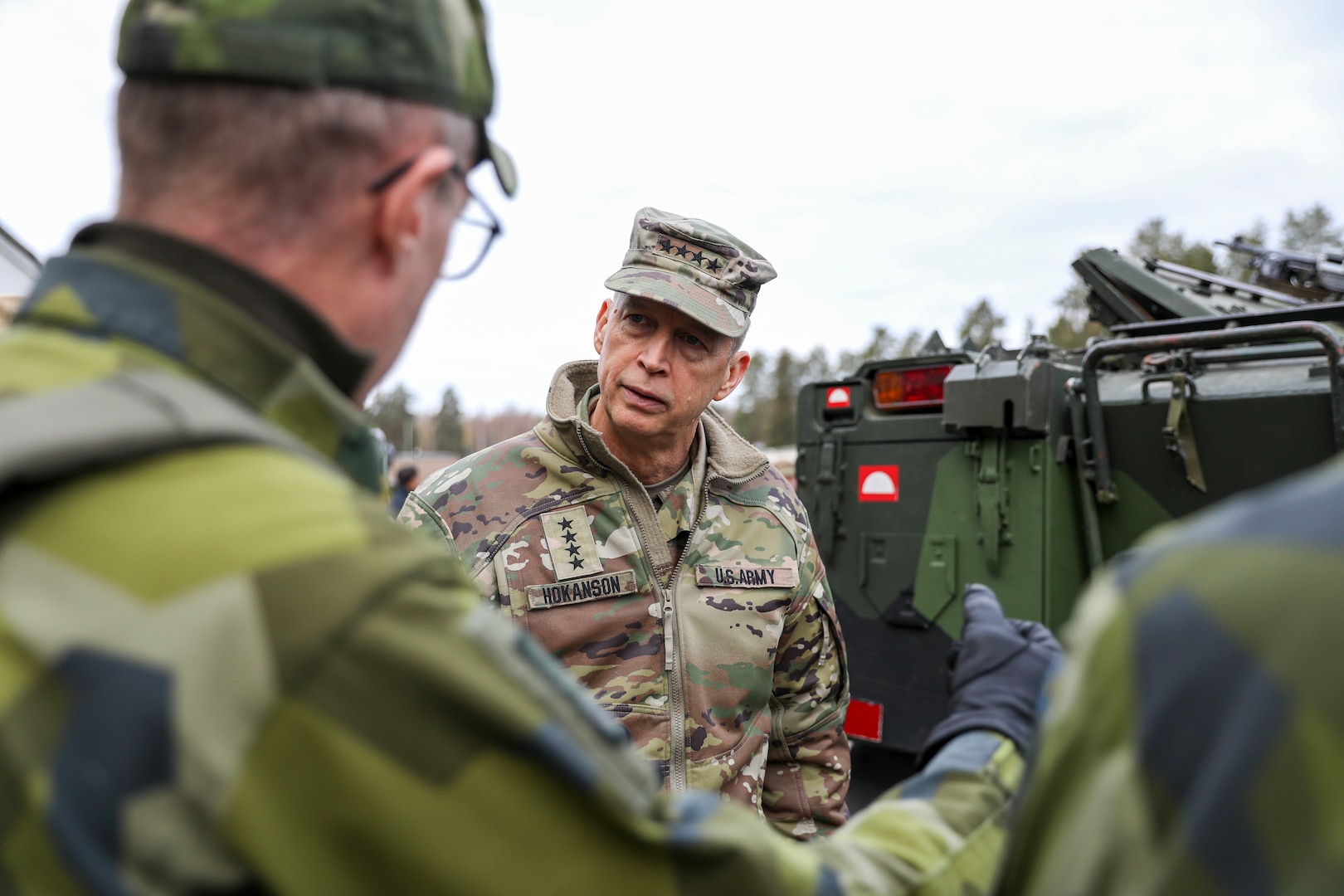 Army Gen. Daniel Hokanson, chief of the National Guard Bureau, meets with members of the Swedish Armed Forces, Boden, Sweden, Oct. 17, 2023.