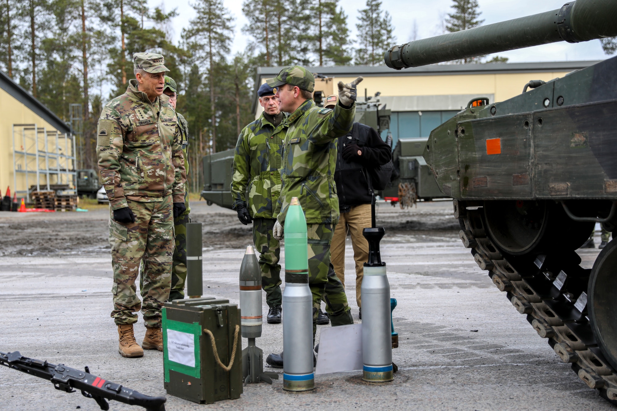 Army Gen. Daniel Hokanson, chief of the National Guard Bureau, meets with members of the Swedish Armed Forces, Boden, Sweden, Oct. 17, 2023.