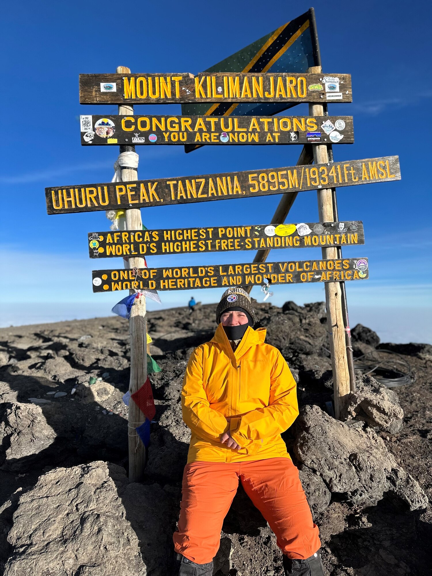 Chaplain (Maj.) Gretchen Hulse sitting at the top of the mountain.