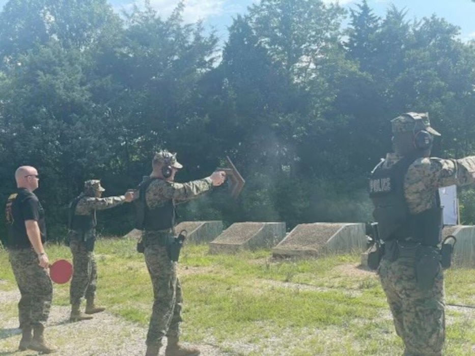 Marines in the Military Police Basic Course train on their M18 service pistol to ensure they can properly employ it in the line of duty.