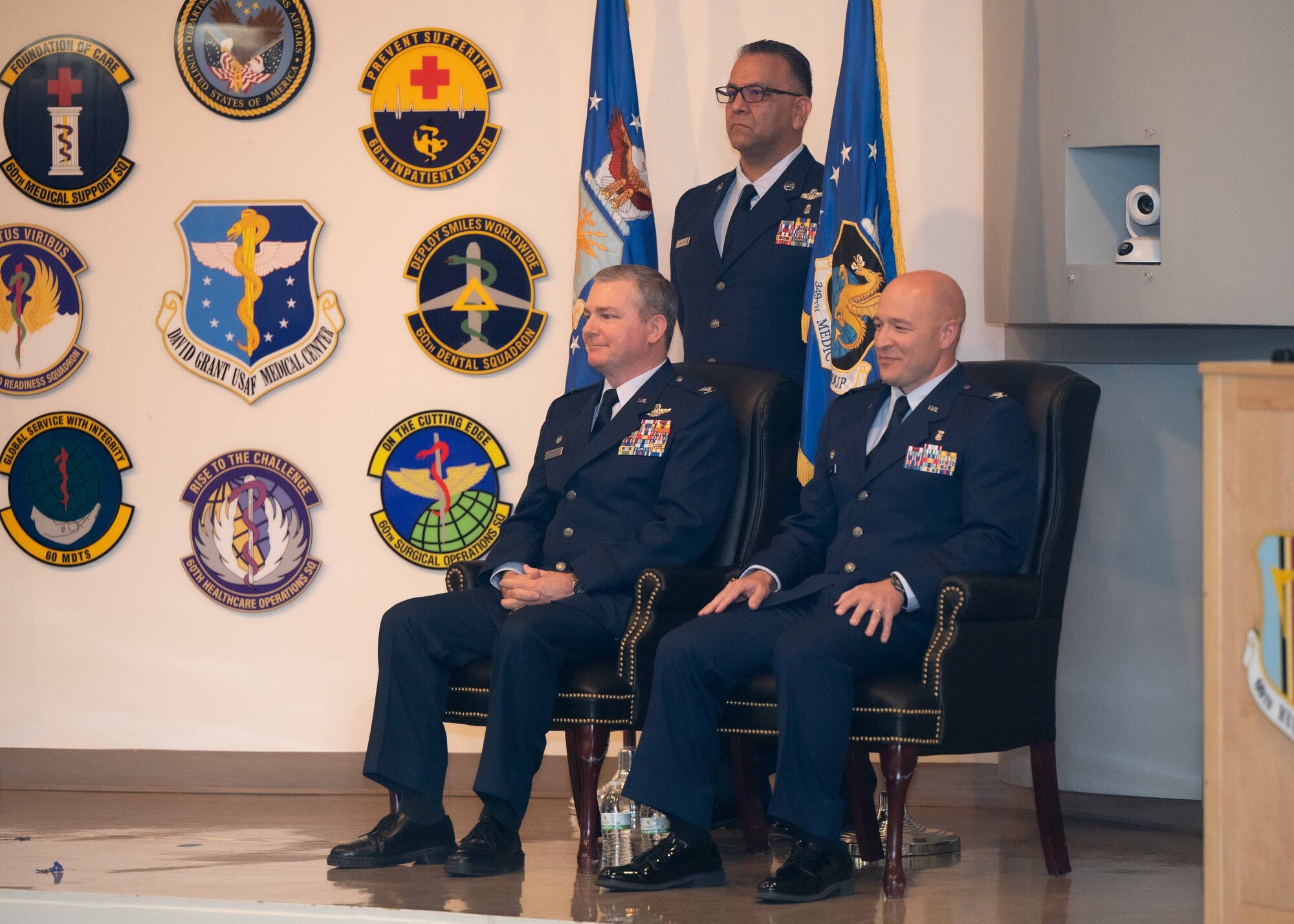 Col. Jody Cowan took command of the 349th Medical Group during the assumption of command ceremony at Travis Air Force Base, Oct. 14, 2023.
