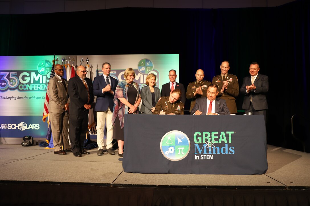 The U.S. Army Corps of Engineers and the Great Minds in STEM signed a partnership agreement during the 35th GMIS conference’s National STEM Heroes Awards Dinner Oct. 12 at the Pasadena convention center, Pasadena, California.
