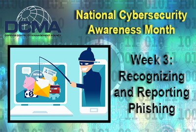 Graphic depicting National Cybersecurity Awareness Month Week 3: Recognizing and Reporting Phishing