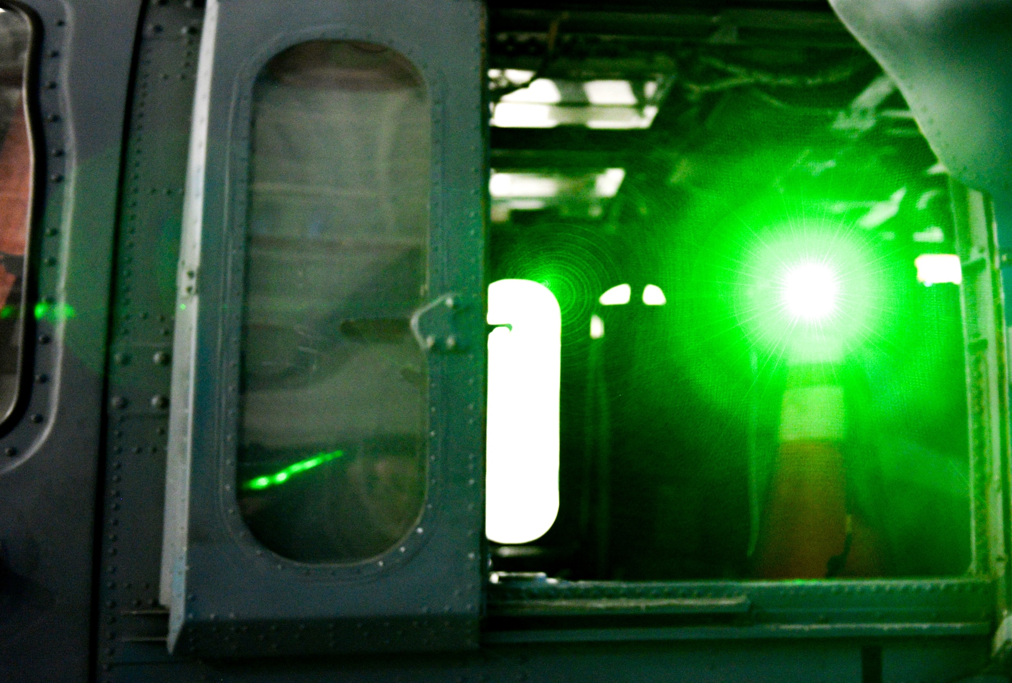 laser bouncing off aircrew helmet