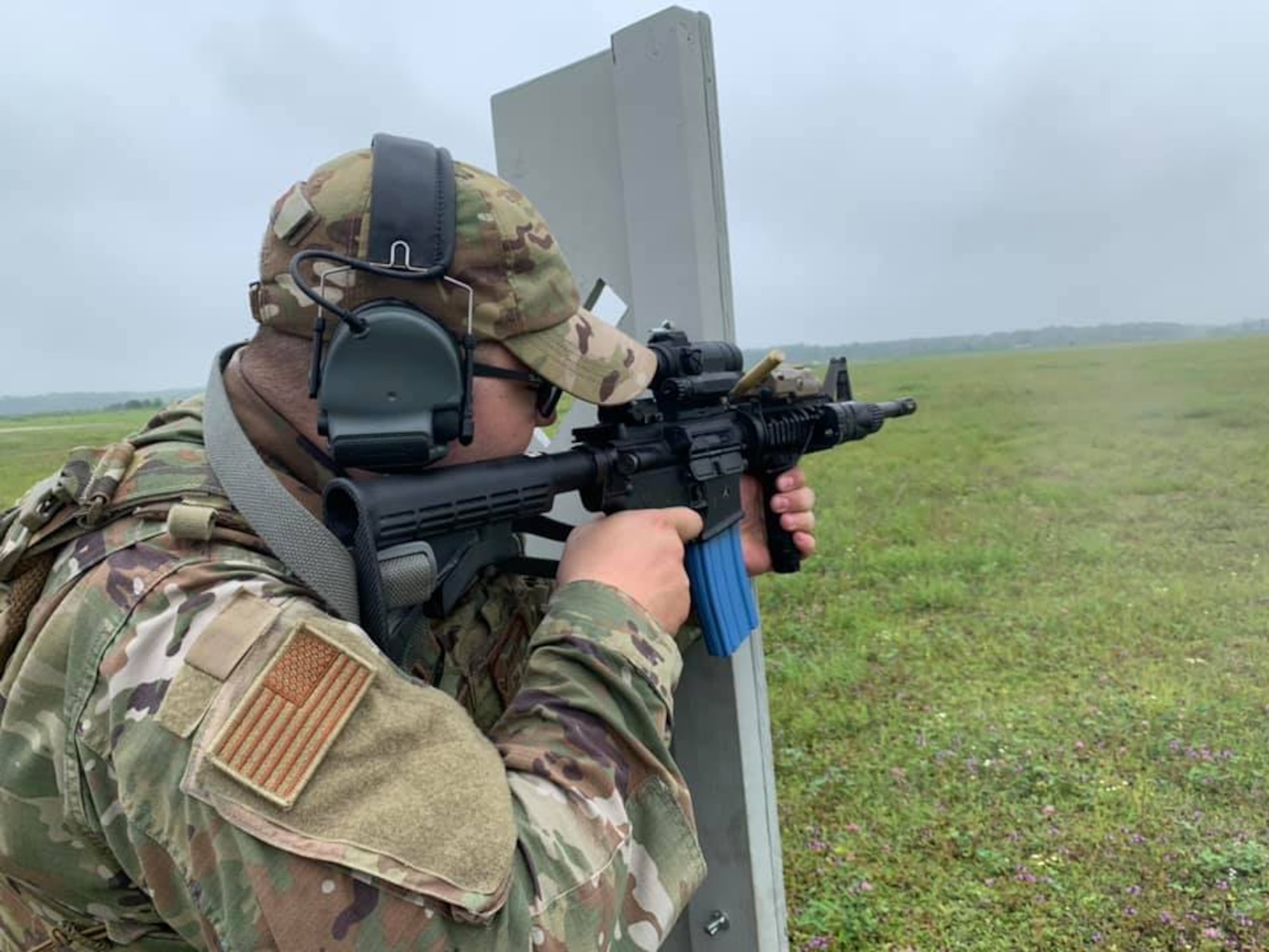 Airmen assigned to the Ohio Air National Guard's 178th Wing Security Forces Squadron conducted wartime skills training at the Volk Field Combat Regional Training Center, Wisc. from June 23-July 2 to enhance their air base ground defense skills. The Airmen improved many of their tactics and marksmanship skills using long range distance targets, land navigation, night operations, dismounted patrolling, tactical combat casualty care, and leadership development. (Photo provided)