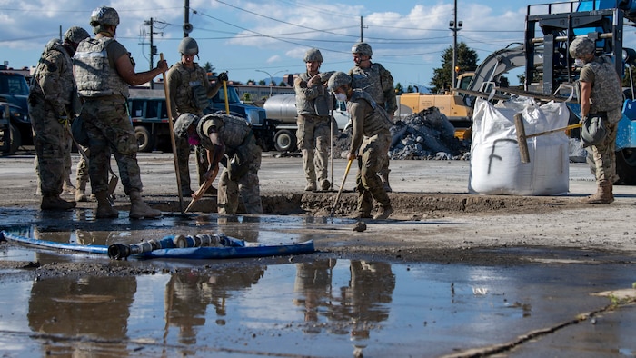 Airmen participate in Rapid Airfield Damage Repair.