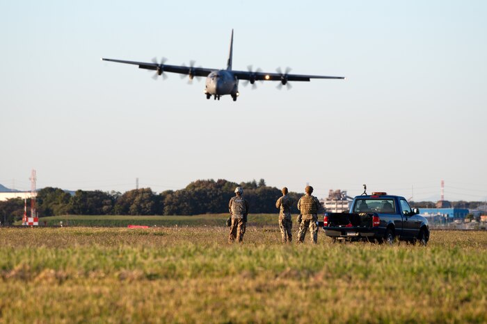 A plane approaches a runway