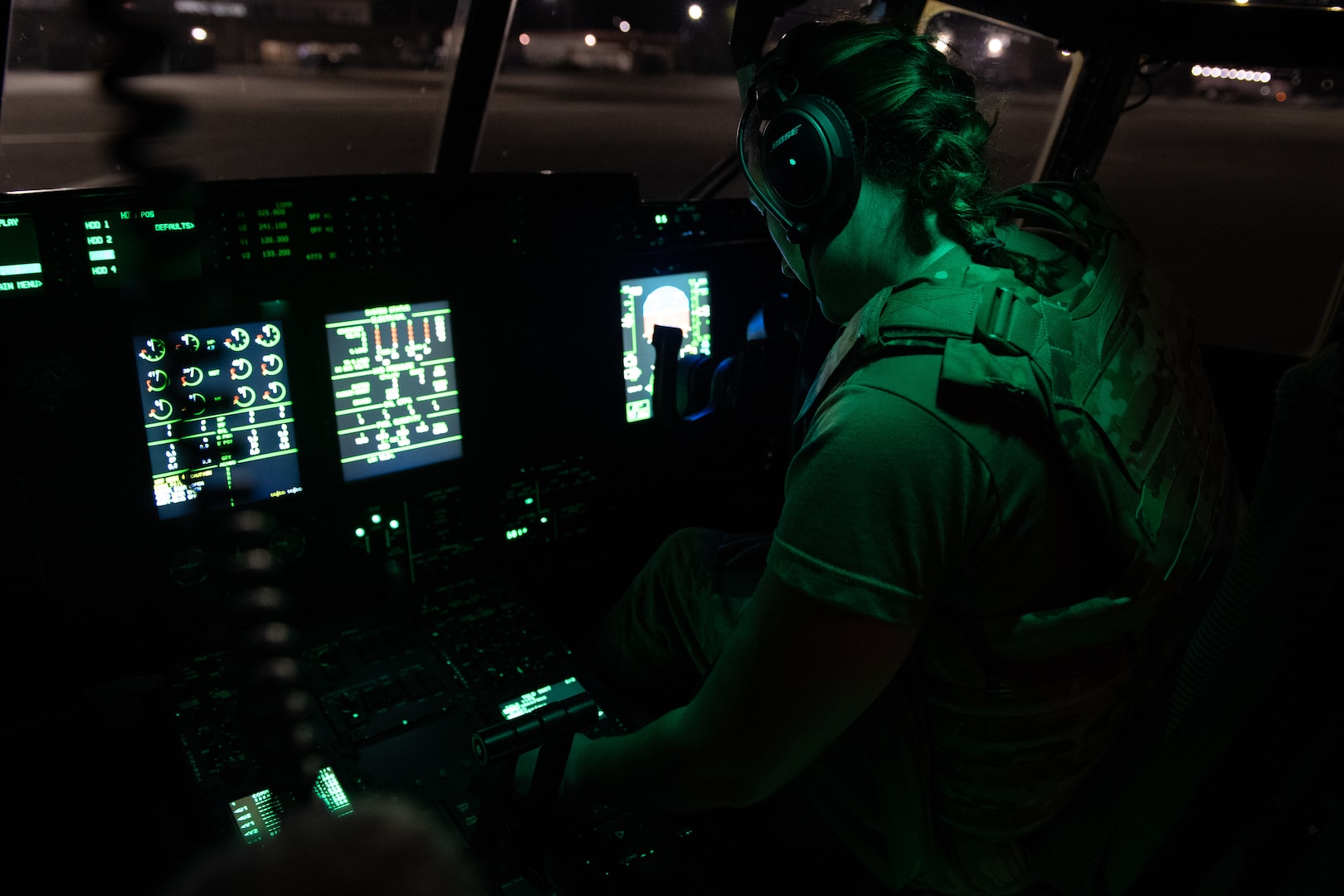 A 1st Lt. practices aircraft generation operations.