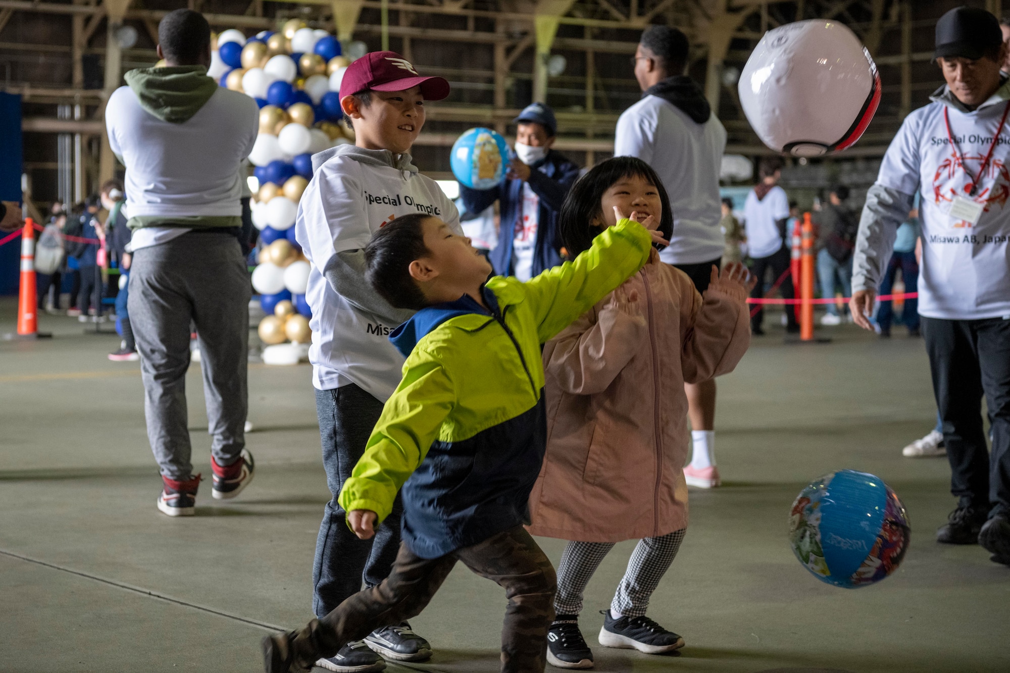 Participants play volleyball during the 2023 Misawa Special Olympics at Misawa Air Base, Japan.
