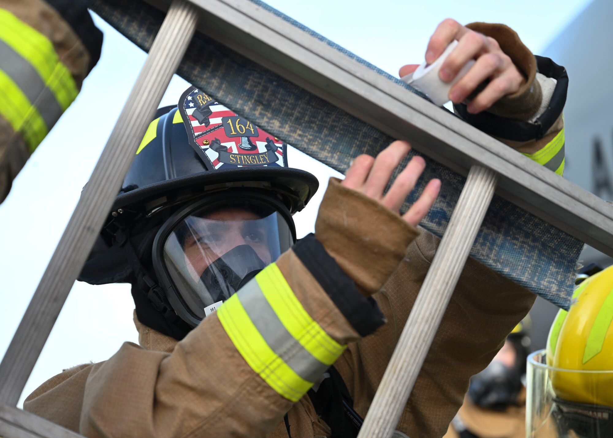 This process allows the ladder to touch the KC-135 Stratotanker without causing more stress to the aircraft structure.