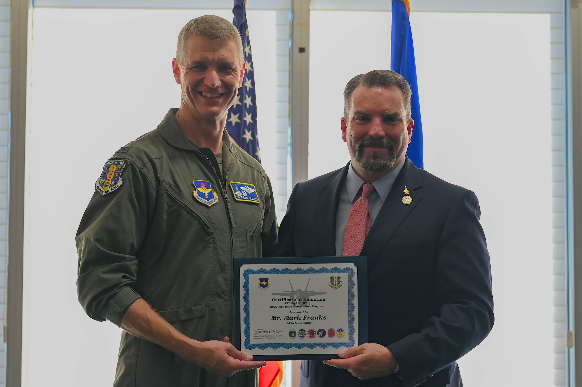 Honorary Commanders serve as the liaison between the 33rd FW and the surrounding community by maintaining strong relations through mutually beneficial professional partnerships.