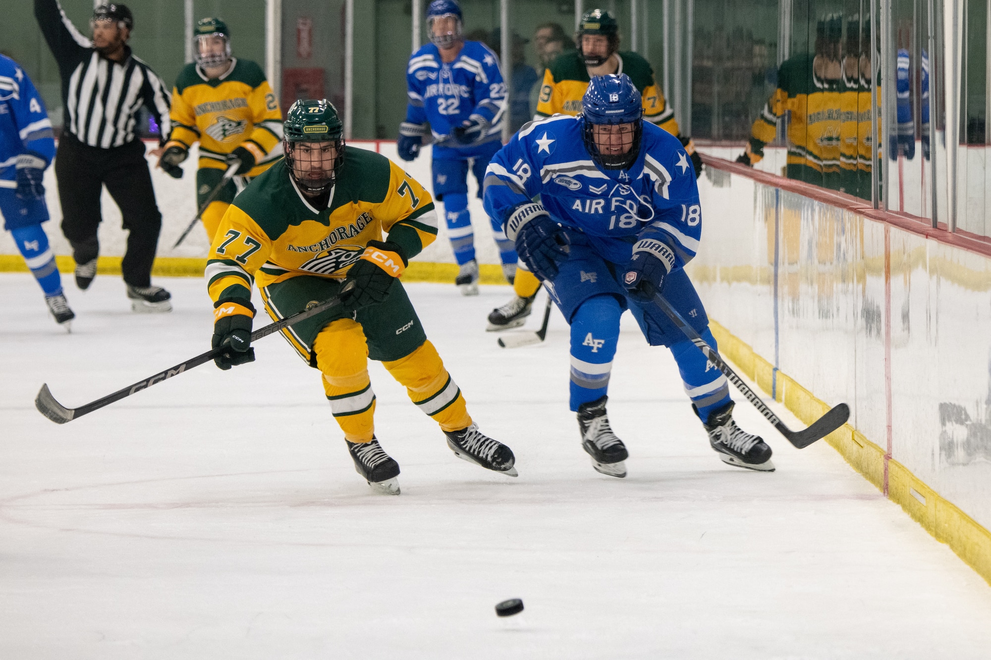 U.S. Air Force Academy hockey competes against University of Alaska Anchorage in Anchorage, Alaska.