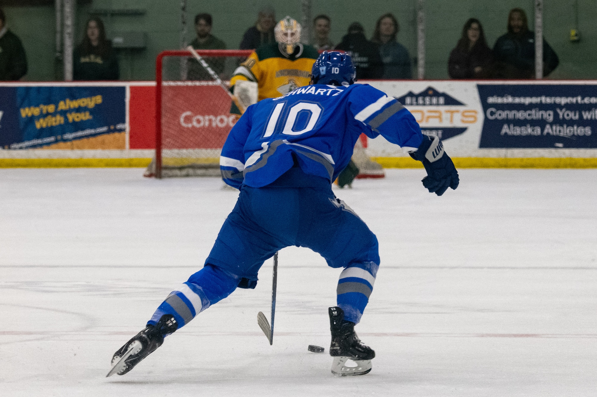U.S. Air Force Academy hockey competes against University of Alaska Anchorage in Anchorage, Alaska.