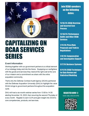 Flyer with dates and information about Capitalizing on CAA Services Series seminars. Includes registration QR code at the bottom right.