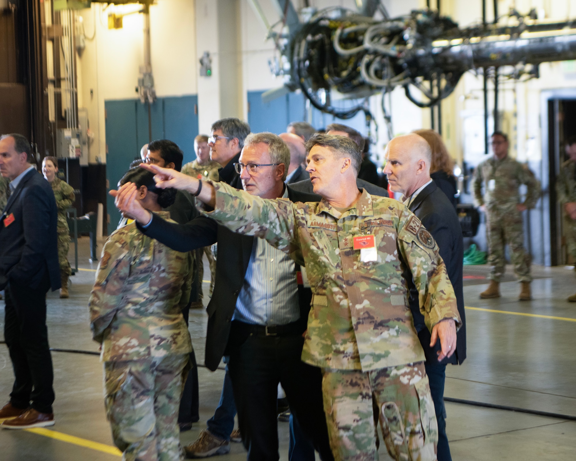 U.S. Air Force Maj. Gen. Jason Armagost, Eighth Air Force and Joint-Global Strike Operations Center commander, speaks to directors from the National Laboratory at Minot Air Force Base, North Dakota, Oct. 18, 2023. During his visit, Armagost spoke to Team Minot leadership and gained an in-depth understanding of how Team Minot contributes to global deterrence. (U.S. Air Force photo by Senior Airman Caleb S. Kimmell)