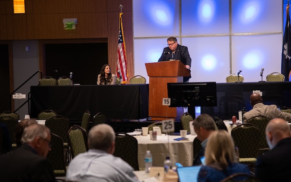 NIWC Atlantic leaders briefed the Charleston Defense Contractors Association’s 66th Small Business and Industry Outreach Initiative symposium at Trident Technical College in Charleston, South Carolina, on Oct. 18.