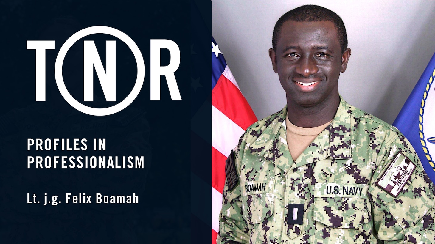 Lt. j.g. Felix Boamah poses for a photograph.