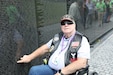 Edward Lee Oller, U.S. Navy veteran of Chicago, Illinois and a Vietnam War veteran, pauses for a photo at the Vietnam Veteran's War memorial, October 18, 2023. Oller was among 109 other veterans to visit their memorials courtesy of Honor Flight Chicago. He served with U.S. Military Assistance Command, Vietnam (MACV) and supported the 1st Battalion, 11th Marines, 1st Marine Division in Da Nang where he earned a noteworthy citation. Oller attended U.S. Navy recruit training and Hospital Corps School at Naval Station Great Lakes and was discharged in August 1972.

(U.S. Army Reserve photo by Staff Sgt. David Lietz)