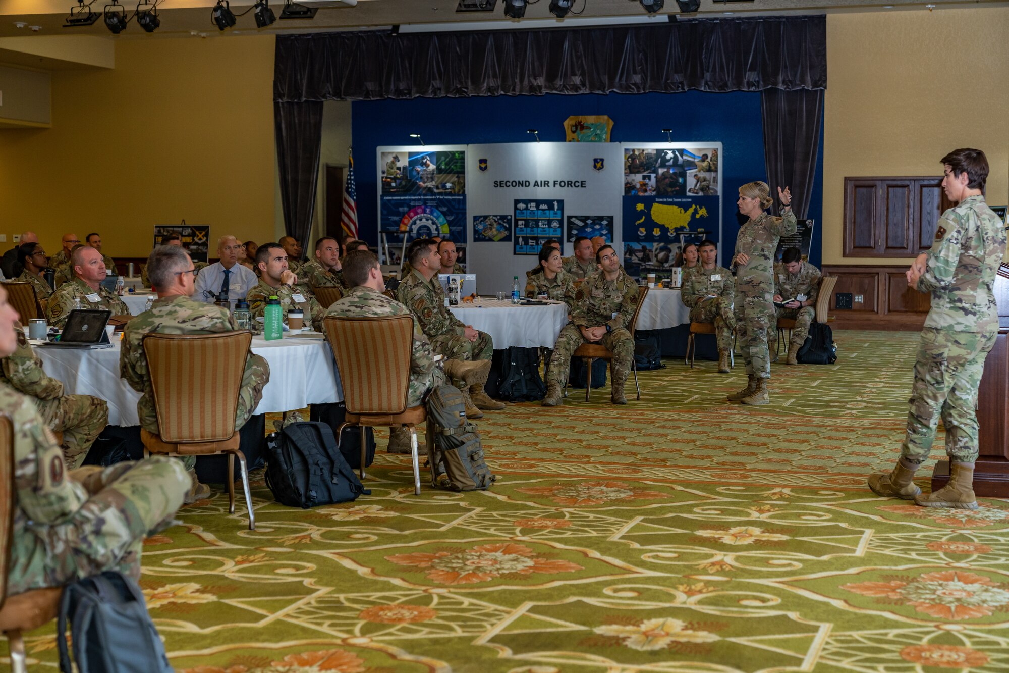 U.S. Air Force Maj. Gen. Michele Edmondson, 2nd Air Force commander, gives her opening remarks during Technical Training 101 at Keesler Air Force Base, Oct. 24, 2023.