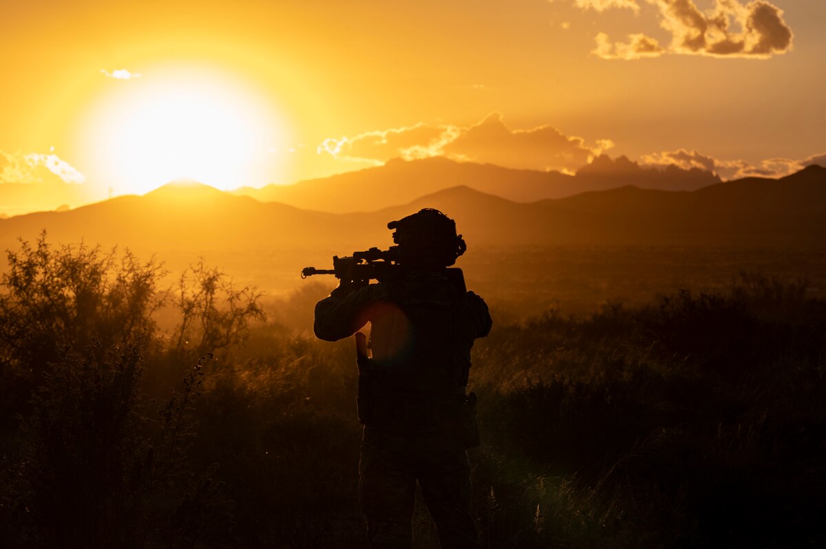 Defender on patrol during exercise