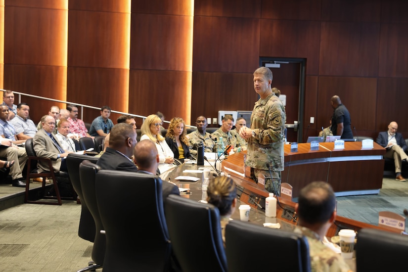 U.S. Army Lt. Gen. James B. Jarrard, U.S. Army Pacific deputy commanding general, provides opening remarks to commence USARPAC’s third annual Artificial Intelligence/Machine Learning Summit in the Frederick C. Weyand Command Center on Fort Shafter, Hawaii, Oct. 25, 2023.