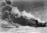 Allied tanker Dixie Arrow, torpedoed in Atlantic Ocean by German U-71, in 1942
