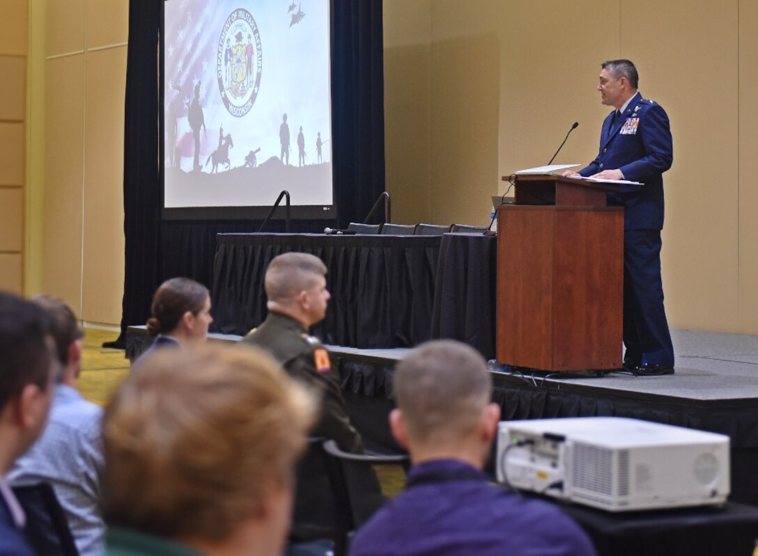 Maj. Gen. Paul Knapp gave a welcome speech during the Cybersecurity Summit.