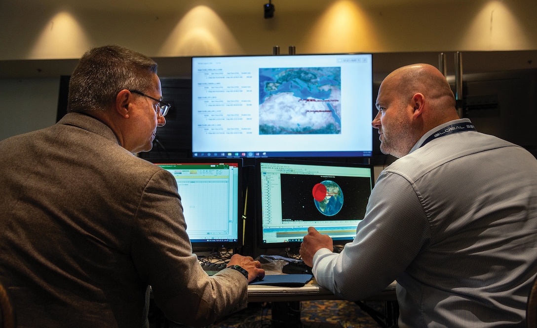 Participants from Germany Space Situational Awareness Centre monitor, track, and assess simulated antisatellite weapon attack along with resulting space debris during 7th and final day of Global Sentinel 2022, Vandenberg Space Force Base, California, August 2, 2022