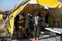 U.S. Soldiers and Airmen with the Pennsylvania National Guard's Homeland Response Force prove their capabilities during an external evaluation exercise at Fort Indiantown Gap, Pennsylvania, Oct. 26, 2023.