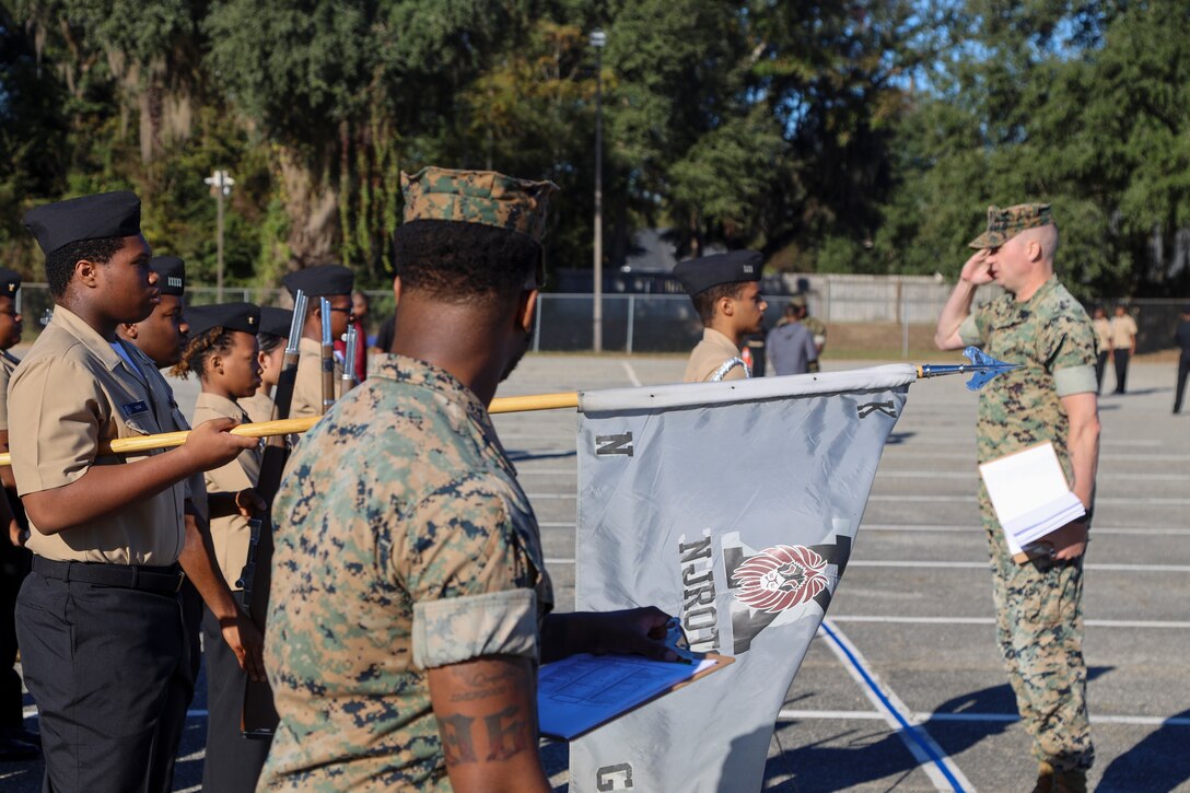 Marines and Sailors with Marine Corps Logistics Base Albany volunteered to help supervise and judge the NJROTC Area 12 Sanctioned Drill Meet at Lee County High School on Oct. 21.

Area 12 consists of all JROTC units within the state of Georgia, as well as a few units in Northern Florida. The competition included a series of events occurring throughout the day consisting of academics, athletics, personnel inspections, and multiple forms of drill.