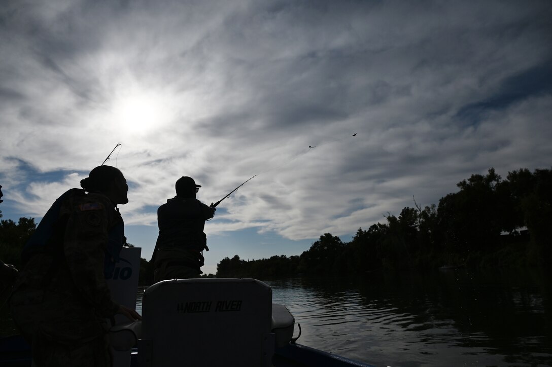 U.S. Army Corps of Engineers senior fisheries biologist Robert Chase casts a 100-pound test fishing line into the Sacramento River on the morning of Oct. 13, 2023, hoping to catch a North American green sturgeon. Over the past four autumns, USACE’s Sacramento District Planning Division has inserted telemetric tags in 85 green sturgeons, which is helping them gather behavioral data on the ancient fish species.