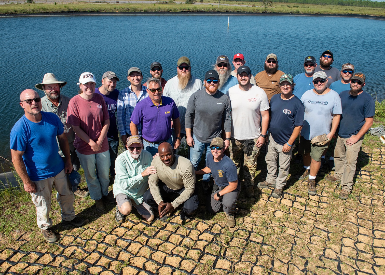 The Joint Direct Attack Munition Assault Breaching System (JABS) Test and Evaluation Team is made up of personnel from Naval Surface Warfare Center Panama City Division, NSWC Indian Head, Innovative Professional Solutions, Inc., support contractors and Eglin Air Force Base, Fla. NSWC PCD also developed and fielded JABS mission planning software for MEDAL and MINEnet Tactical and developed tactics and doctrine for employing the system. (U.S. Navy photo by Eddie Green)