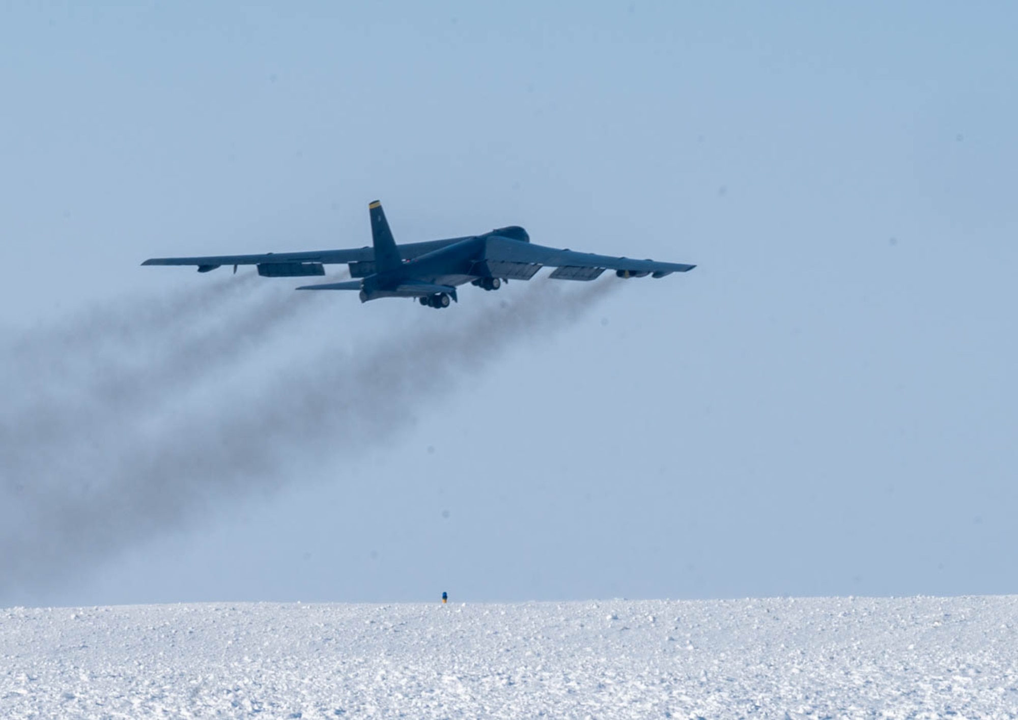 A B-52H Stratofortress, assigned to the 69th Bomb Squadron, takes off during Exercise Prairie Vigilance 24-1 at Minot Air Force Base, North Dakota Oct. 27, 2023. Prairie Vigilance 24-1 enable crews to maintain a high state of readiness and proficiency, and validate the always-ready, global strike capability.  (U.S. Air Force photo by Airman 1st Class Luis Gomez)