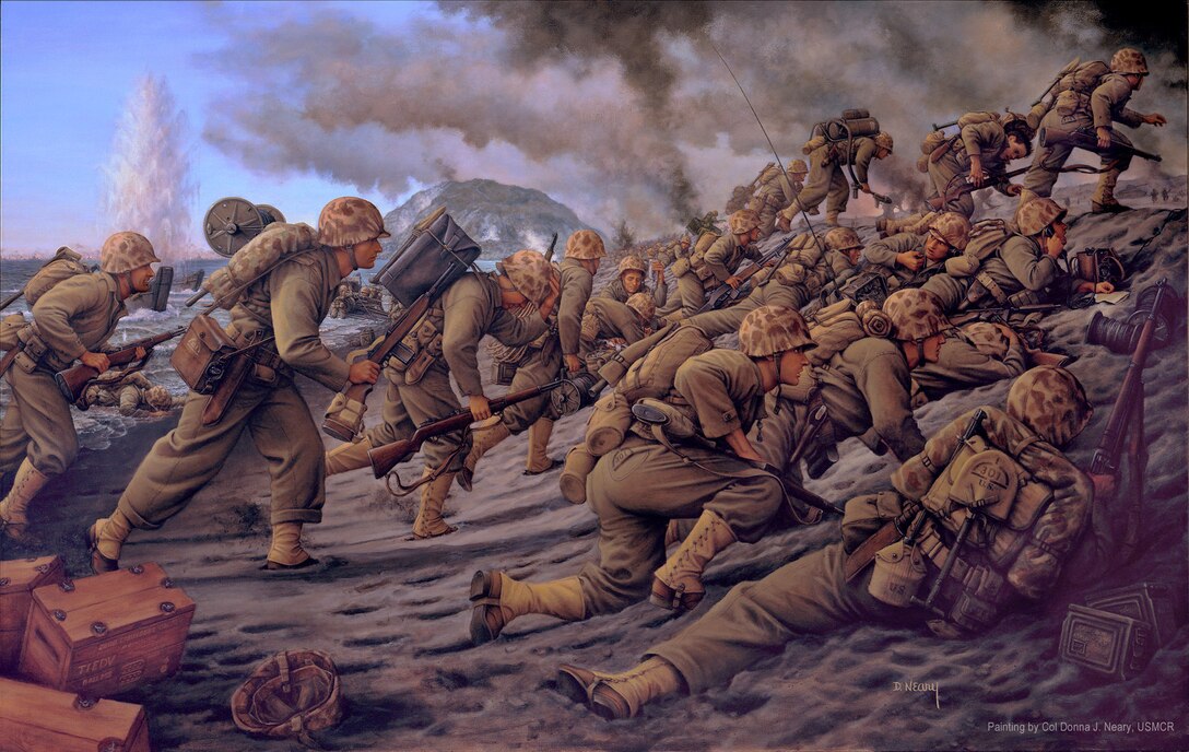 4TH MARINE DIVISION LANDING ON IWO JIMA, 19 FEB 1945