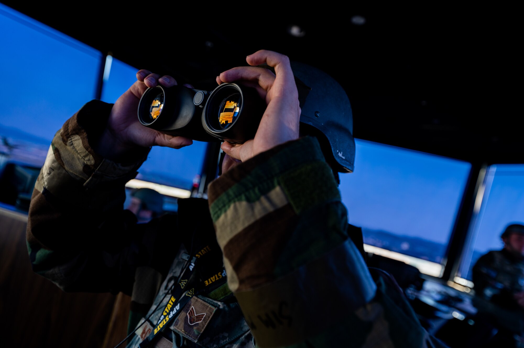 8th Operations Support Squadron air traffic control watch supervisor, observes the take-off of an F-16 Fighting Falcon during Vigilant Defense 24 at Kunsan Air Base
