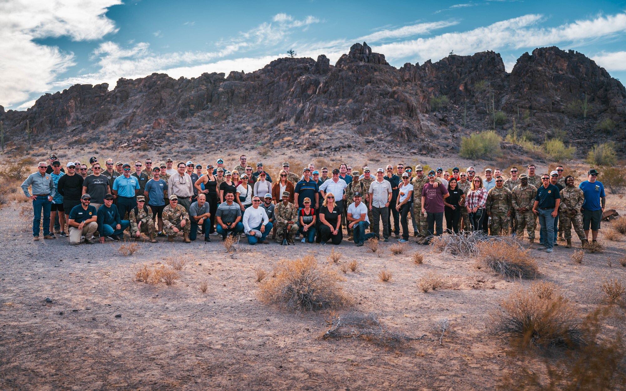 Luke AFB honorary commanders engage in an overnight event at Gila Bend, AZ.