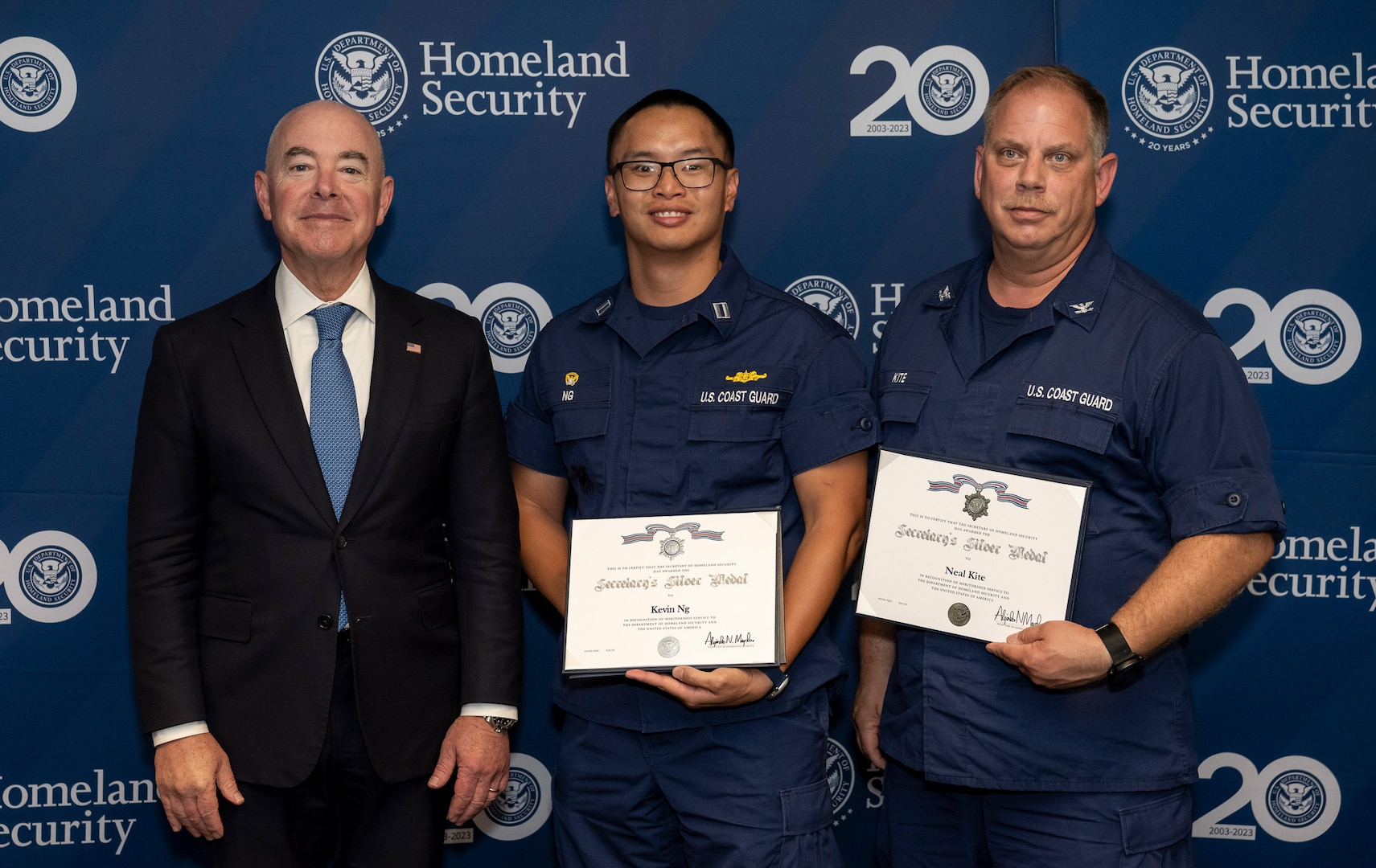 Homeland Security Secretary Alejandro Mayorkas presents the 2023 Secretary’s Awards to DHS employees at the FEMA Resource Center in Sacramento, California. This year DHS is recognizing 1,341 recipients of the 2023 Secretary’s Awards. (Photo by Tia Dufour/Released)