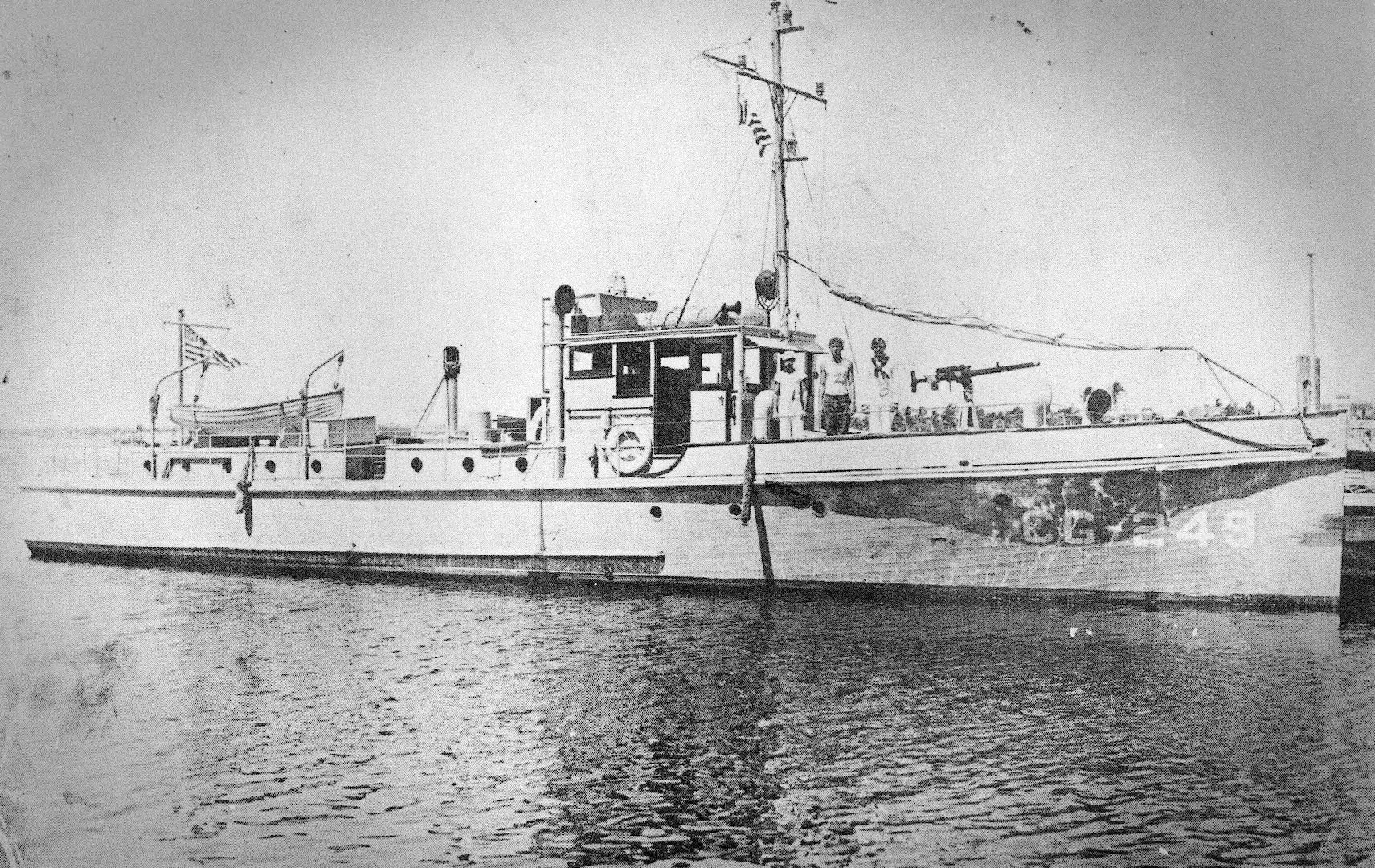 Photograph of the 75-foot patrol boat CG-249 from around the time of the James Alderman incident. (From The Hanging at Bahia Mar by Hal Caudle)
