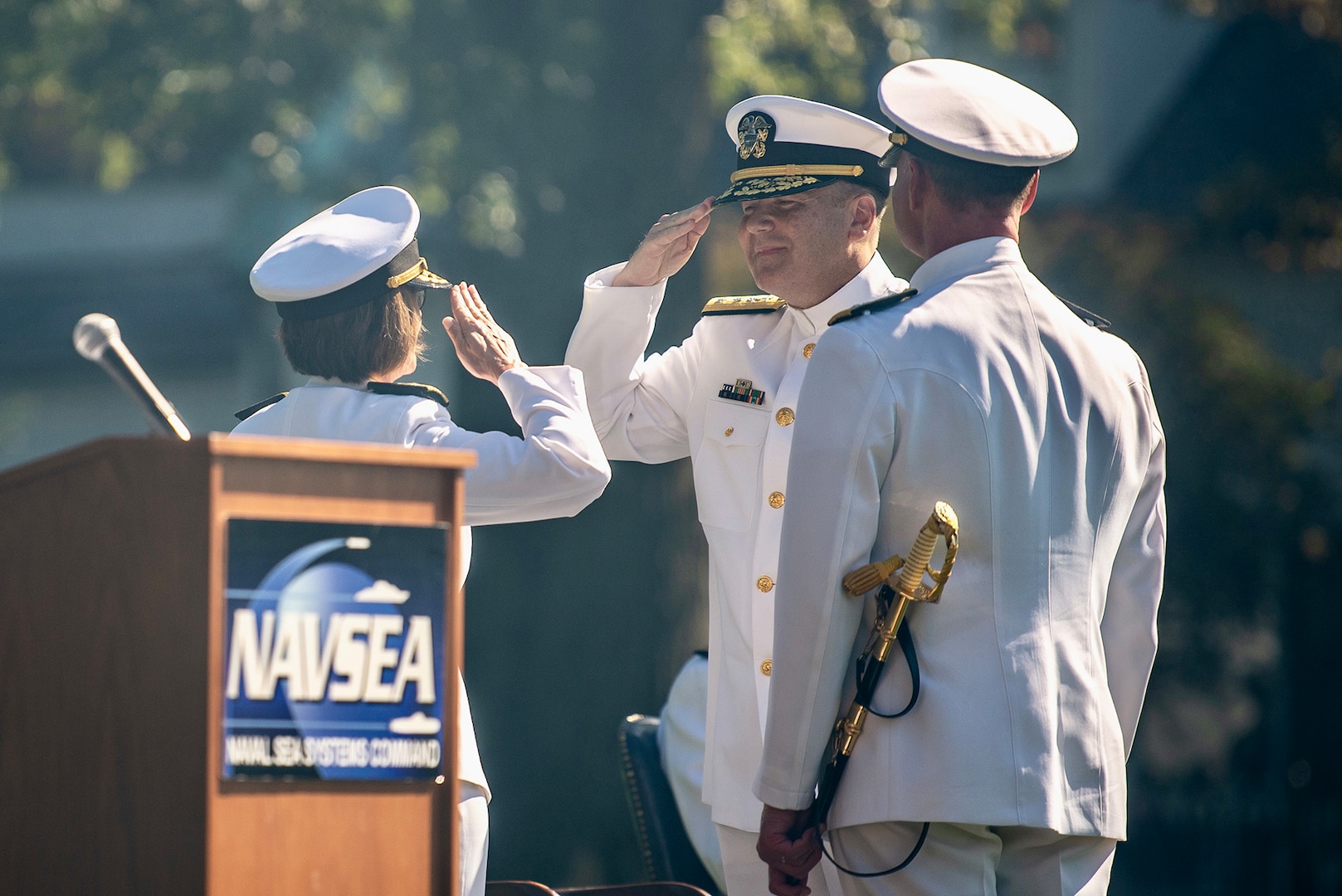 Rear Adm. Thomas J. Anderson relieved Vice Adm. William J. Galinis as (acting) Commander, Naval Sea Systems Command