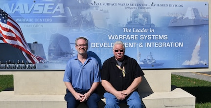 IMAGE: Thomas “Glenn” Moore (left) and Jimmy Rose Sr. of the Electromagnetic and Sensor Systems Department at Naval Surface Warfare Center Dahlgren Division were members of the USS Gerald R. Ford (CVN 78) MK 38 Failure Investigation Team that earned the 2023 NAVSEA Warfare Centers Technical Support Services Award.